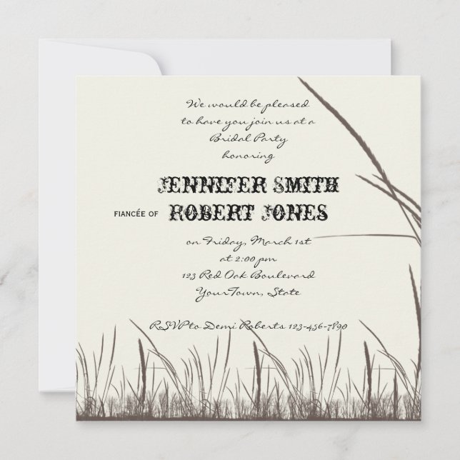 Country Grasslands Bridal Shower Invitation (Front)