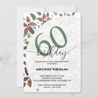 Country Green Floral Watercolor Birthday Invitation