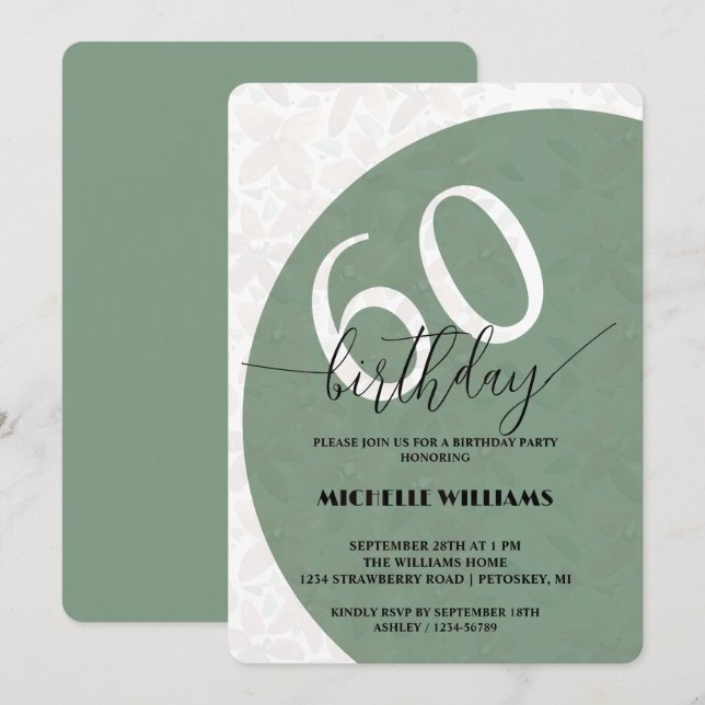 Country Green Floral Watercolor Birthday Invitation (Front/Back)