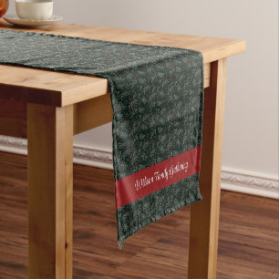 Country Green & Red Add Family Name Medium Table Runner