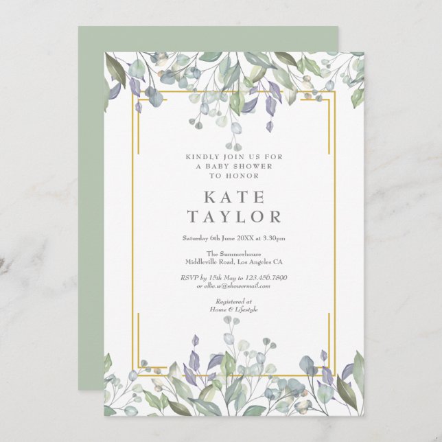 Country Greenery Baby Shower / Sprinkle Invitation (Front/Back)