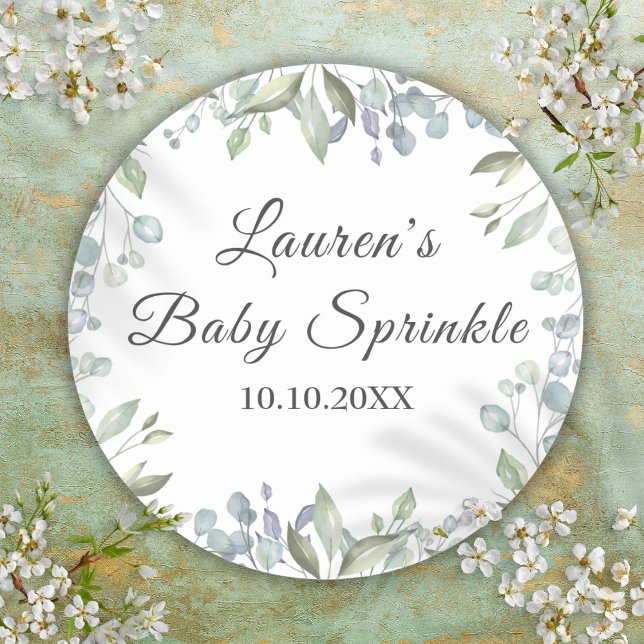 Country Greenery Baby Sprinkle Classic Round Sticker (Country Greenery Baby Sprinkle Classic Round Sticker)
