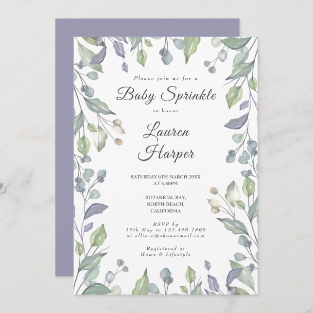 Country Greenery Baby Sprinkle / Shower Invitation (Front/Back)