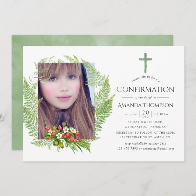 Country Greenery Confirmation Invitation (Front/Back)
