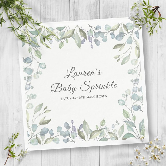 Country Greenery Floral Baby Sprinkle Shower Napkin (Country Greenery Floral Baby Sprinkle Shower Napkins)