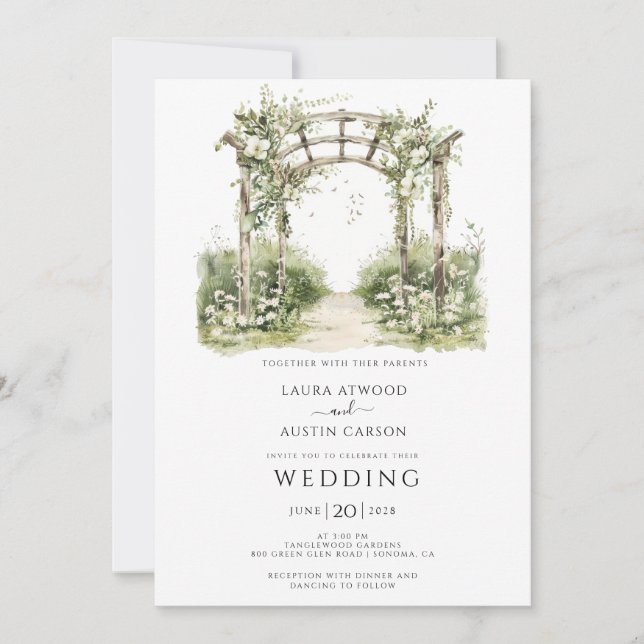 Country Greenery Summer Garden Wedding Invitation (Front)
