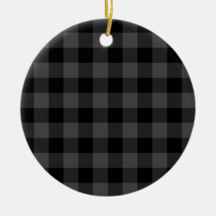Country grey and black plaid ceramic tree decoration
