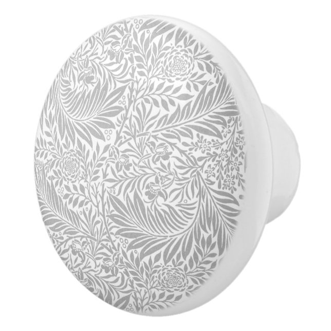 Country Grey William Morris Leaf Pattern  Ceramic Knob (Right)