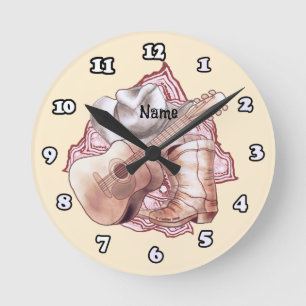 Country Guitar Round Clock