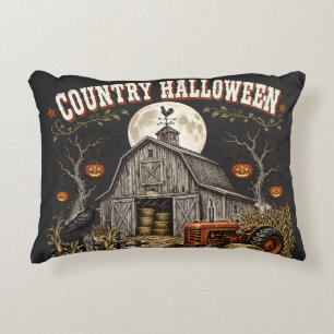 Country Halloween Pumpkin Barn Farm Tractor Decorative Cushion