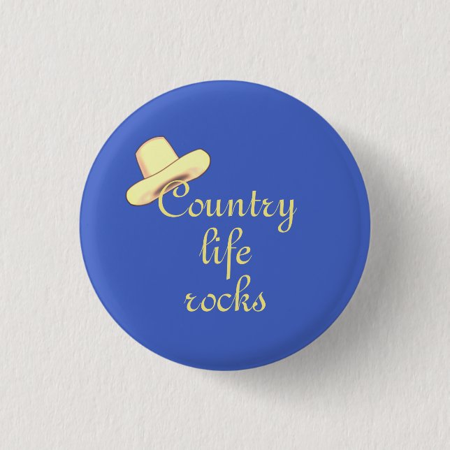 Country Hat & Calligraphy 3 Cm Round Badge (Front)