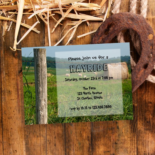 Country Hayride Invitation (Invite friends for a fun Fall event with this charming Hayride Invitation.)