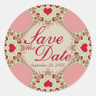Country Heart Lace Save the Date Classic Round Sticker