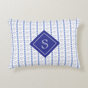 Country Heart Stripes Pattern Monogram Decorative Cushion
