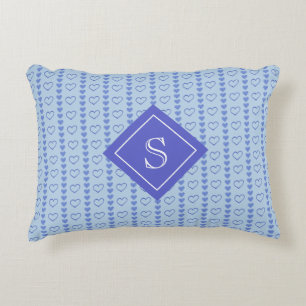 Country Heart Stripes Pattern Monogram Decorative Cushion