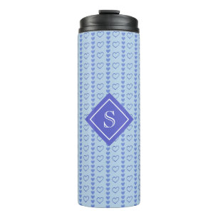 Country Heart Stripes Pattern Monogram Thermal Tumbler