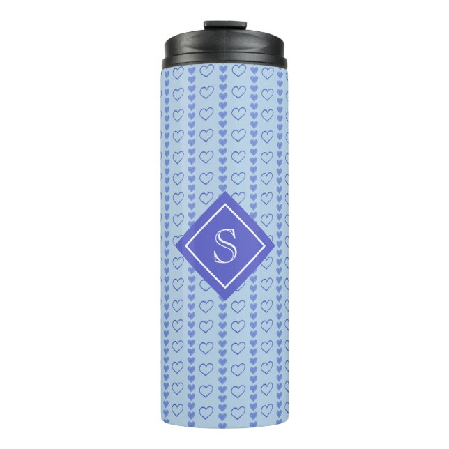 Country Heart Stripes Pattern Monogram Thermal Tumbler (Front)