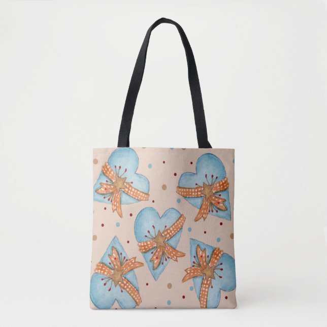 Country Hearts And Polka Dots Shoulder Tote Bag (Front)