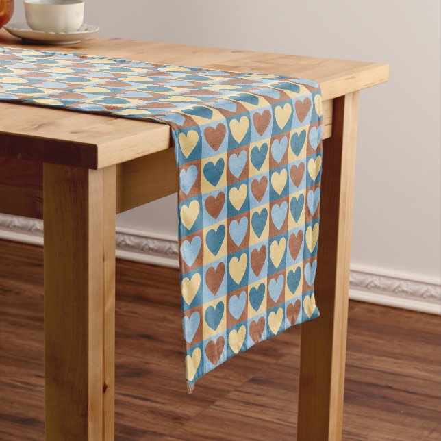 Country Hearts Pattern Medium Table Runner (In Situ)
