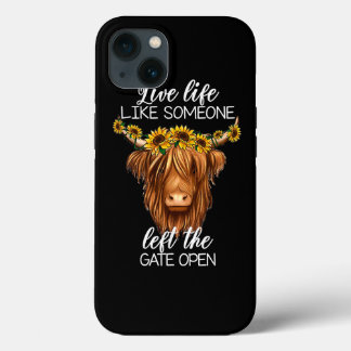 Country Heifer Highland Cow With Sunflowers Farm F iPhone 13 Case