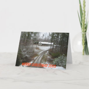 Country Home in the woods with snow Holiday Card
