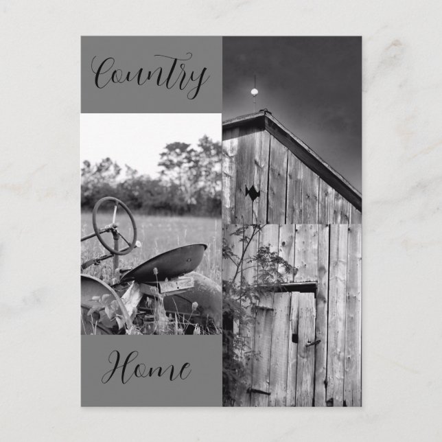 "Country Home" Tractor Barn Collage Postcard (Front)