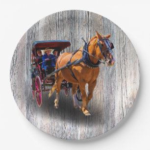 COUNTRY HORSE AND CARRIAGE PAPER PLATES