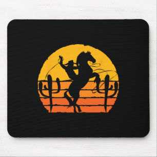 Country Horseck Riding Western Horse Rider Retro C Mouse Pad