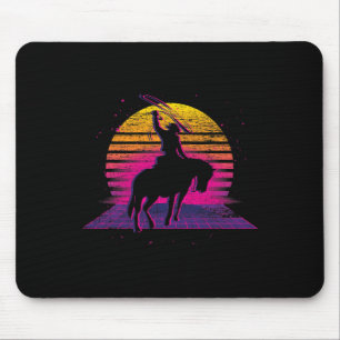 Country Horseck Riding Western Retro Vaporwave Cow Mouse Pad