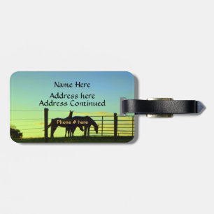 Country Horses Luggage Tag. Add Name Address Phone Tag