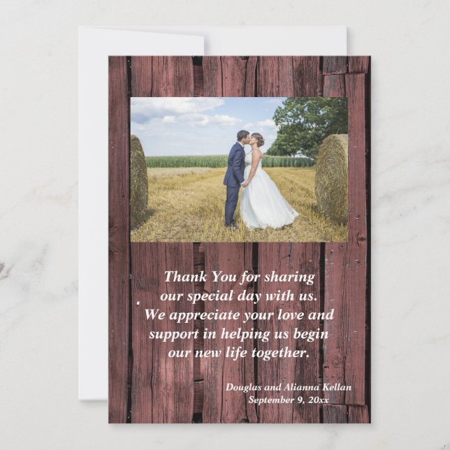 Country Horses Red Barnboard Thank You card (Front)