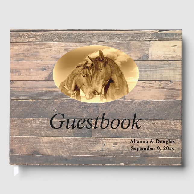 Country Horses Sepia Guestbook (Front)