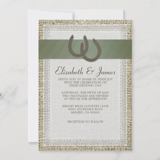 Country Horseshoes Wedding Invitations (Front)