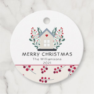Country House and Berries Family Name Favour Tags
