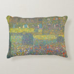 Country House by the Attersee by Gustav Klimt Decorative Cushion<br><div class="desc">Country House by the Attersee (c. 1914) by Gustav Klimt is a vintage Victorian Era fine art symbolism painting. An exterior view of a country cottage house with flowers and plants in full spring bloom in the garden on the farm. About the artist: Gustav Klimt (1862-1918) was an Austrian Symbolist...</div>