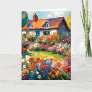 Country House Garden Flowers Folded Greetings Card