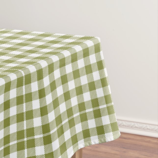 Country House Green Chequered Gingham Rustic Tablecloth (In Situ)
