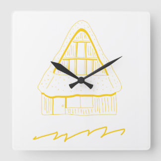 country house illustration clock