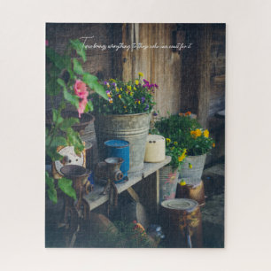 Country house porch adorned with vibrant pansies jigsaw puzzle