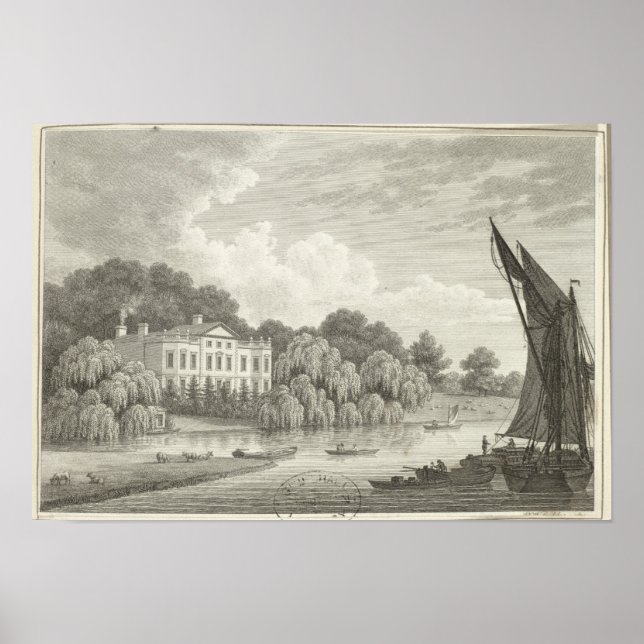 Country House with Lake and Boats Poster (Front)