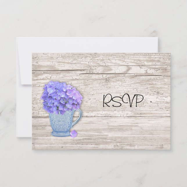 Country Hydrangea Reception RSVP Invitation (Front)