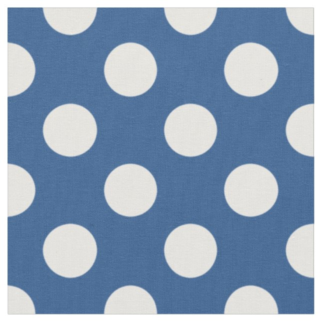 Country Inspired Blue and White Polka Dot Pattern Fabric (Close Up)