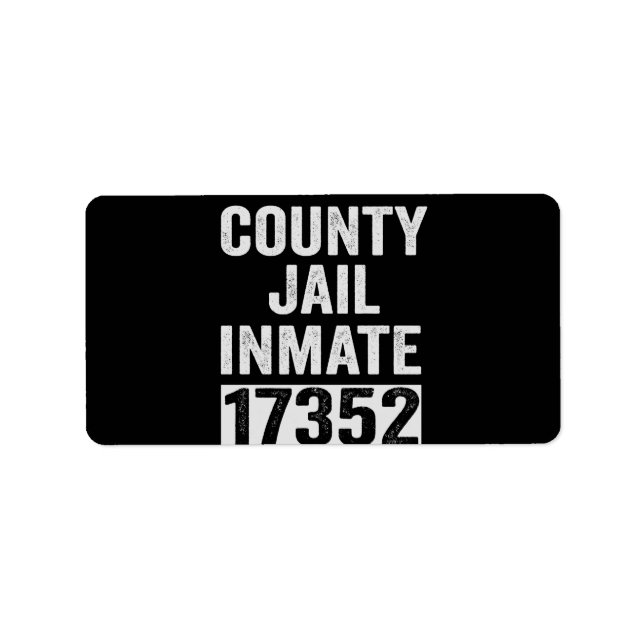 Country Jail Inmate 17352 Funny Halloween Prison Label (Front)