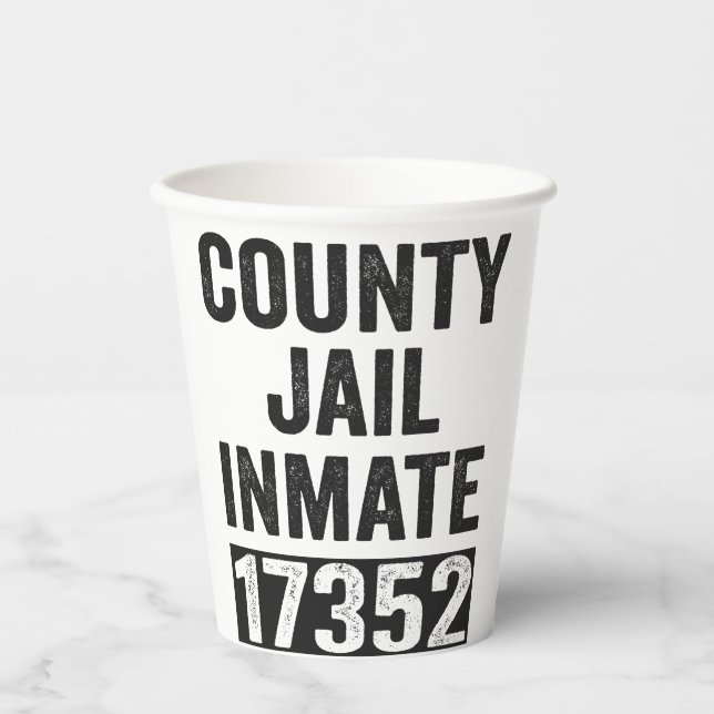 Country Jail Inmate 17352 Funny Halloween Prison Paper Cups (Front)