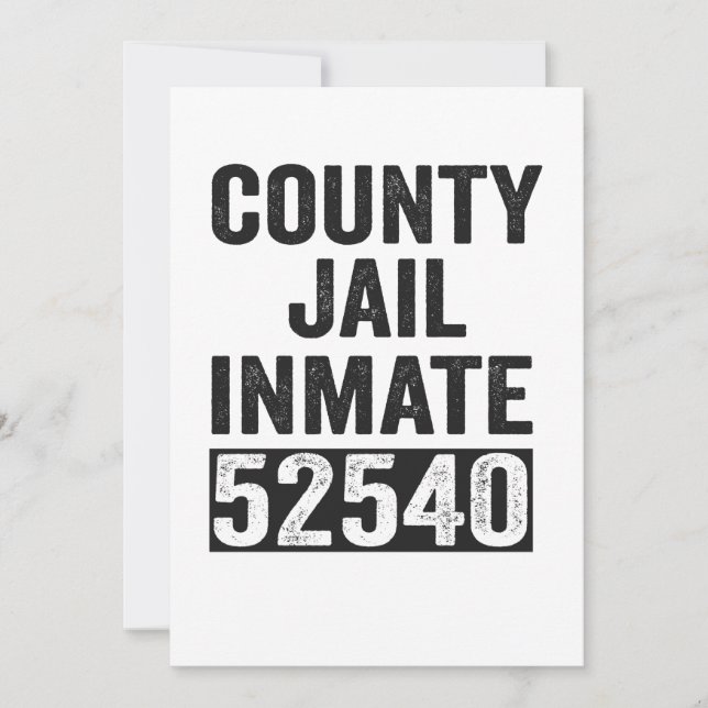 Country Jail Inmate 52540 Funny Halloween Prison Thank You Card (Front)