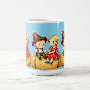 Country Kids on a Hay Bale,  Coffee Mug