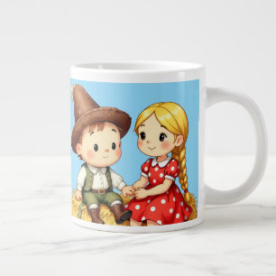 Country Kids on a Hay Bale,  Large Coffee Mug