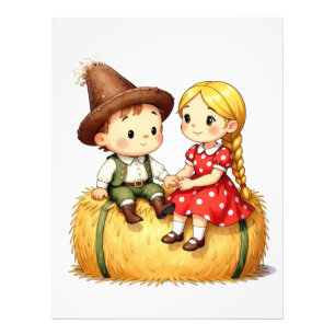 Country Kids on a Hay Bale,  Photo Print