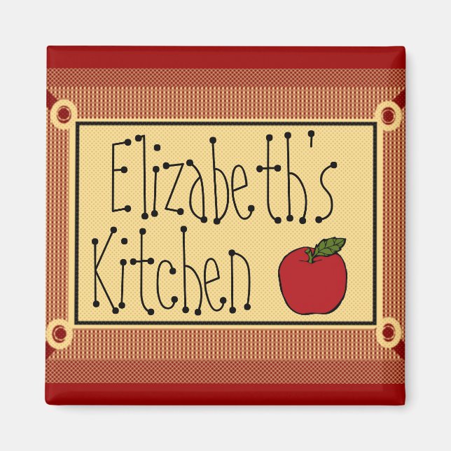 Country Kitchen Apple and Name Magnet (Front)