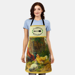 Country Kitchen Farmyard Rooster Hens Apron